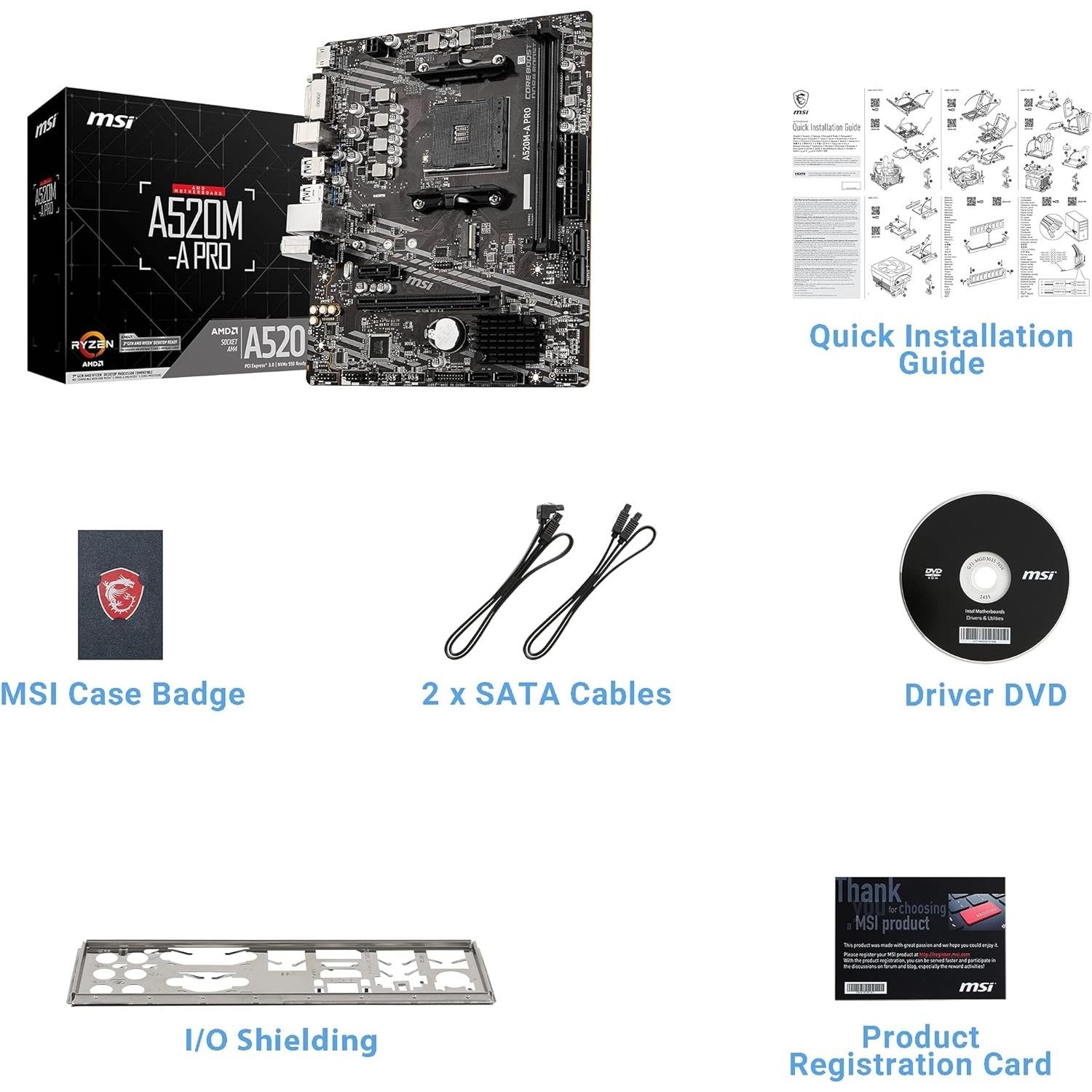 MSI A520M-A PRO AMD A520 DDR4 Micro ATX Motherboard - Laptops Direct